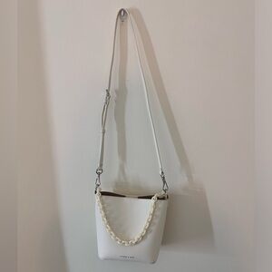 Charles & Keith white bucket bag with 2 removable handles